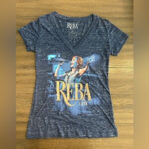 Reba Short Sleeve Blue Heathered Concert Tee Size S